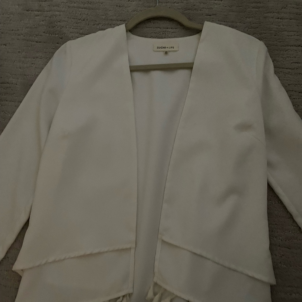 Womens XS white blazer with tassels worn twice